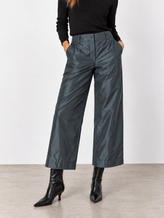 Giorgio Armani Pants - GIORGIO ARMANI Italy Technical Shimmer Wide Leg Crop Trousers Green 38 (2 or XS)